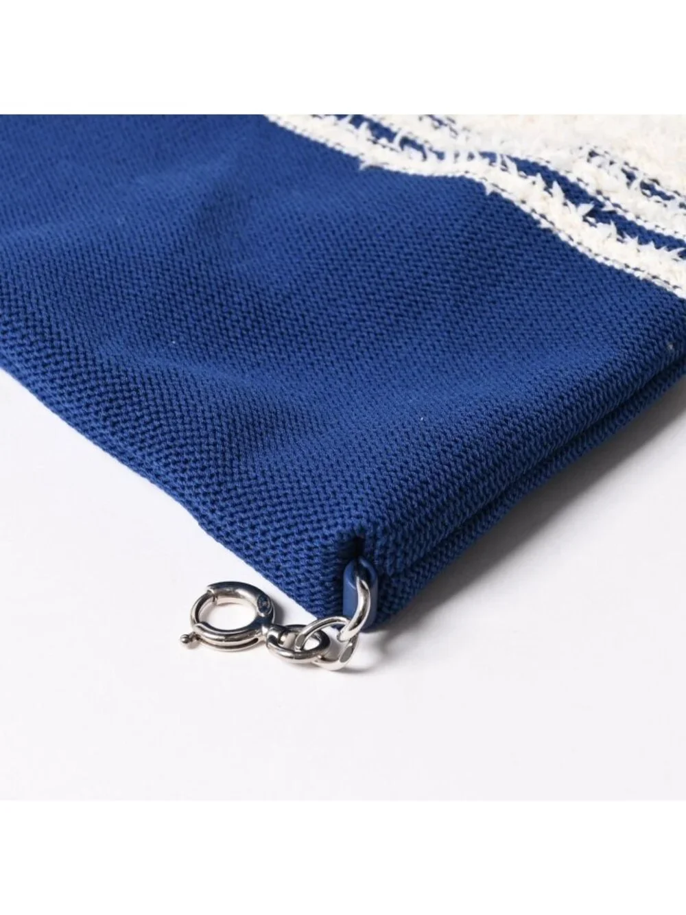 Chanel Tote Bag Pile Large Shopping White Blue